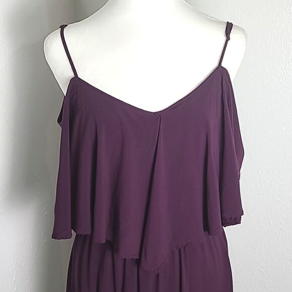 Express Cold-Shoulder Mini-Dress, Dark Purple, Size Small Petite - Picture 2 of 8